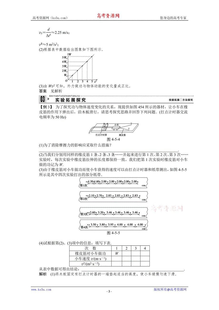 2013届高三物理总复习：第四章功和功率及能的转化与守恒第5讲　实验五　探究恒力做功与动能改变的关系(人教版）.doc_第3页