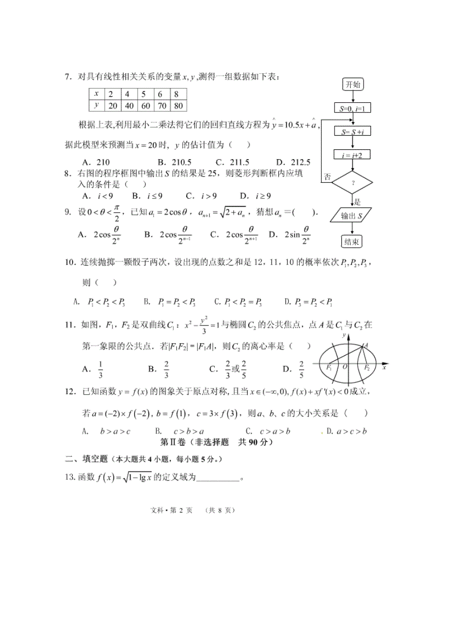 云南省腾冲县第一中学2013-2014学年高二下学期期中考试数学（文）试题 扫描版无答案.doc_第2页