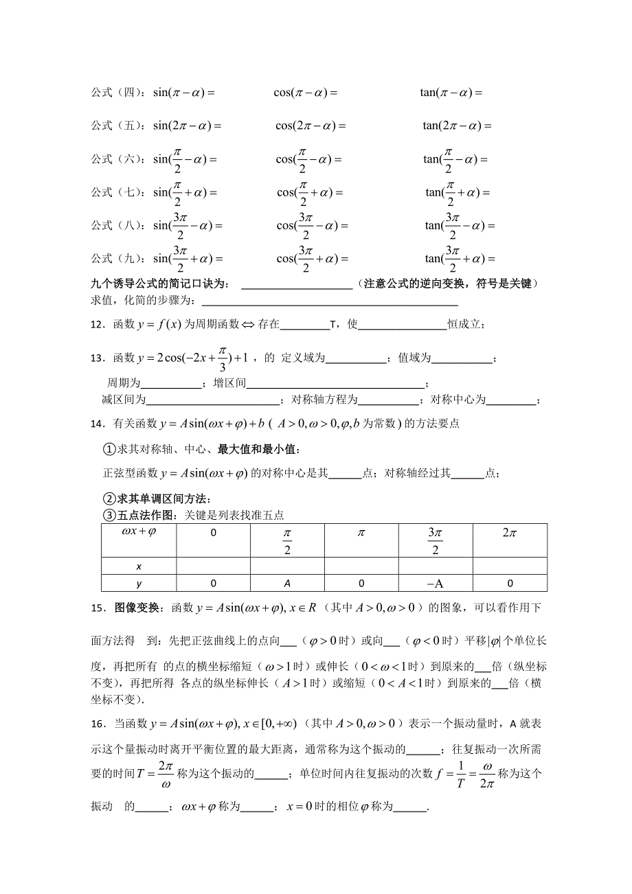 三角函数单元同步练习 新课标人教A版.doc_第2页