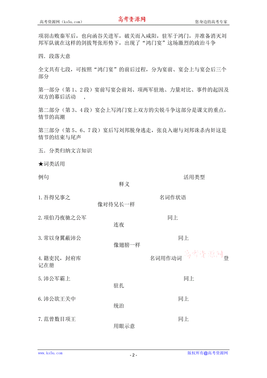 2011年高二语文学案：4.14《鸿门宴》（粤教版必修5）.doc_第2页