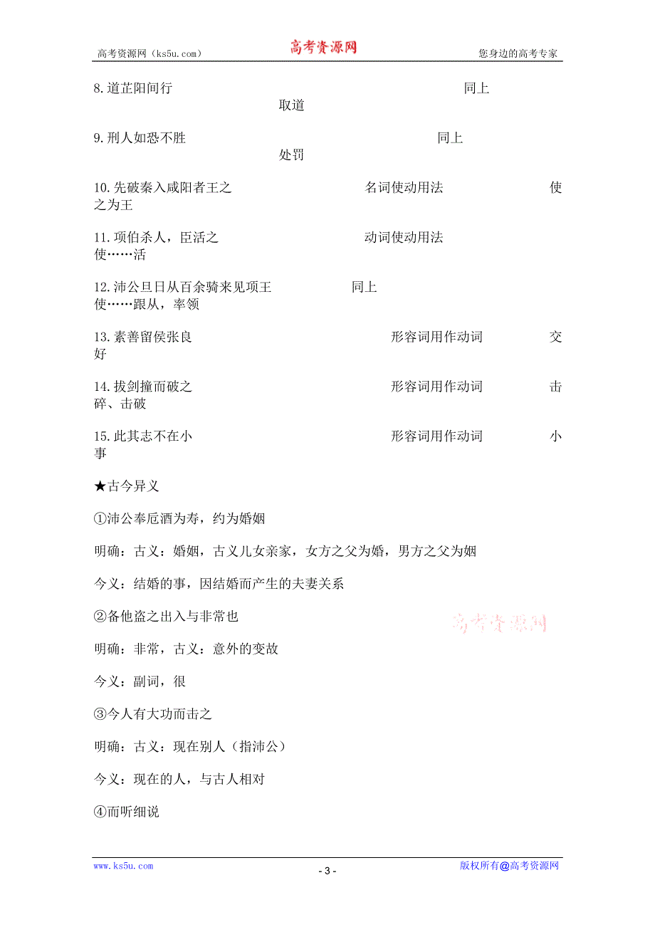 2011年高二语文学案：4.14《鸿门宴》（粤教版必修5）.doc_第3页