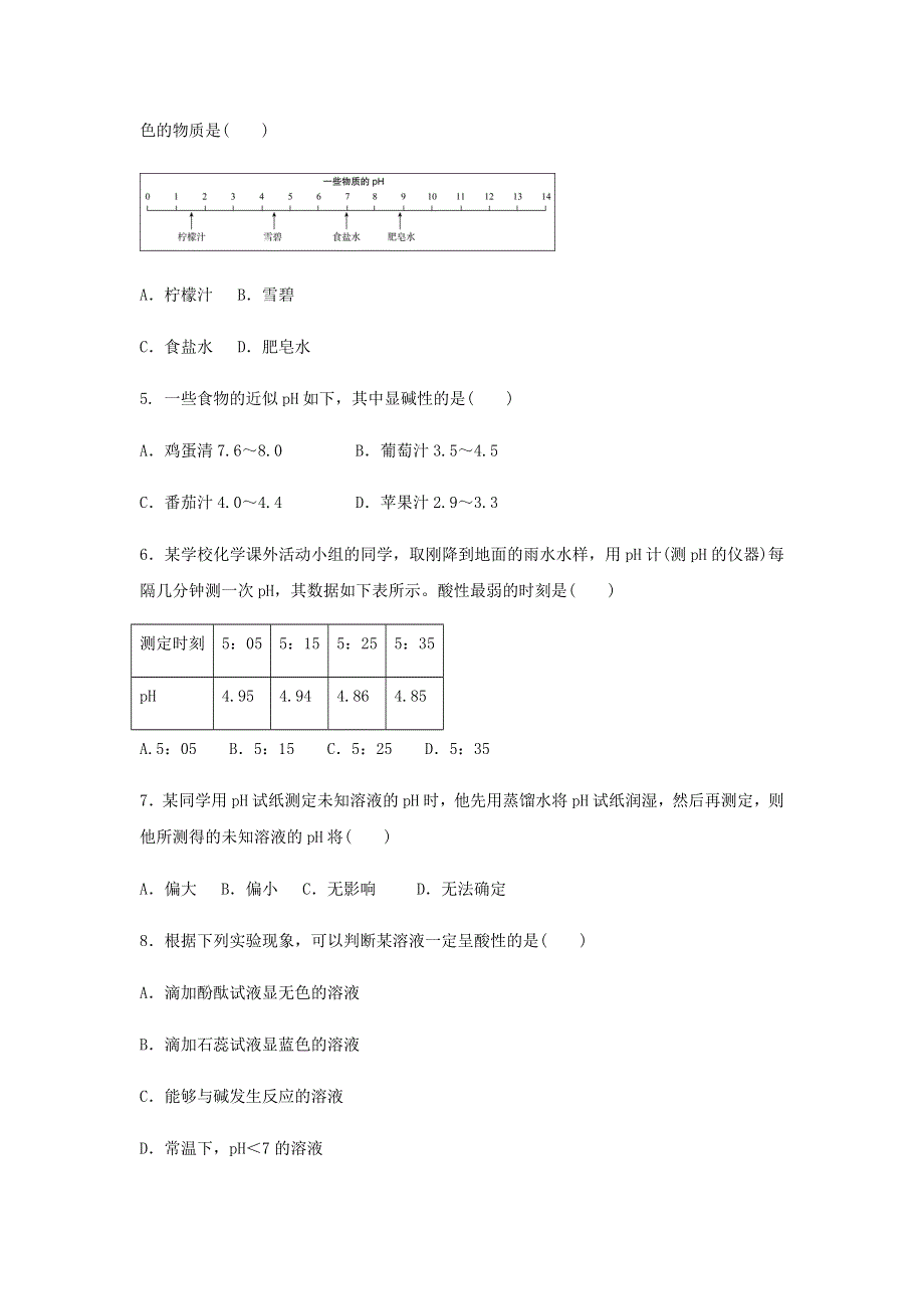 九年级化学下册 第十单元 酸和碱 实验活动7 溶液酸碱性的检验练习3（新版）新人教版.doc_第2页