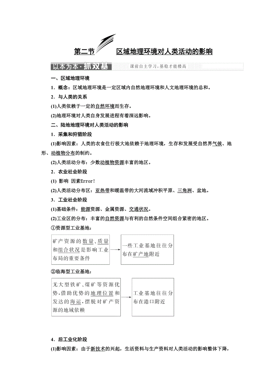 《三维设计》2017-2018学年高中地理中图版必修3教学案：第一章 第二节 区域地理环境对人类活动的影响 WORD版含答案.doc_第1页