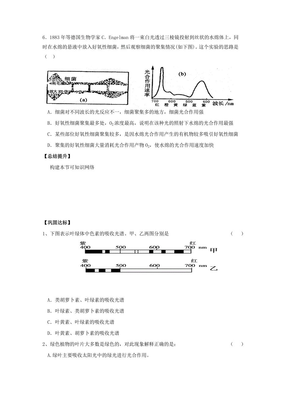 《名校推荐》安徽省铜陵市第一中学人教版高一生物必修一导学案：5.4能量之源—光与光合作用1 .doc_第3页