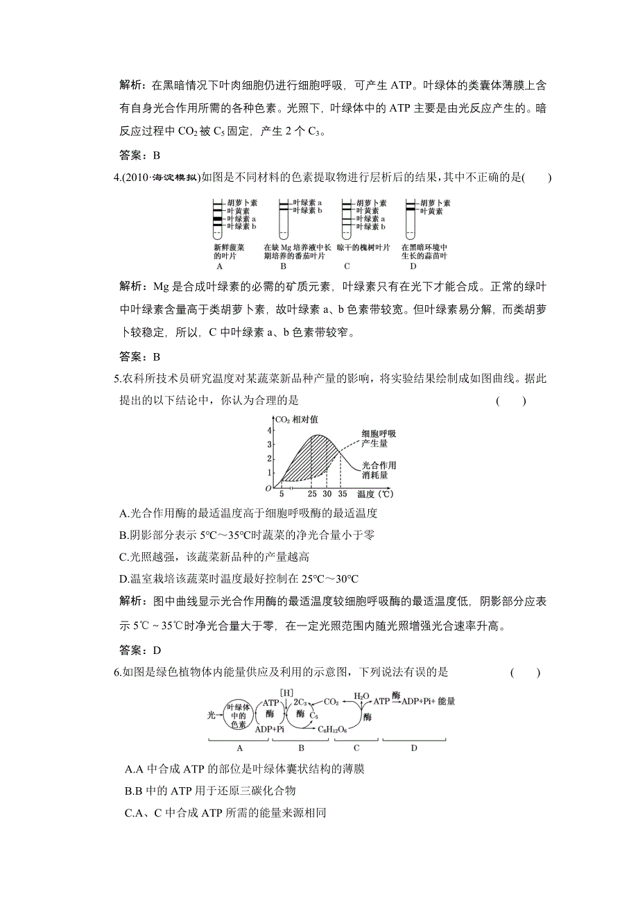 2011年高考生物一轮复习同步课时作业：3.3 光合作用.doc_第2页