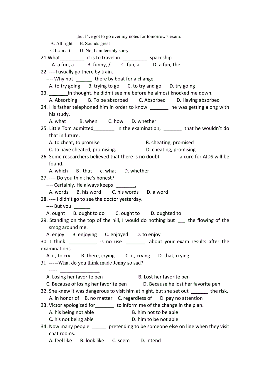 《名校推荐》江苏省南京市金陵中学牛津英语高二牛津英语模块五单元一练习二WORD版含答案.doc_第2页