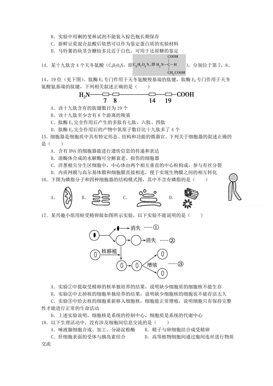 江西省分宜中学2020-2021学年高一下学期第二次段考（普班）生物试题 WORD版缺答案.doc_第3页