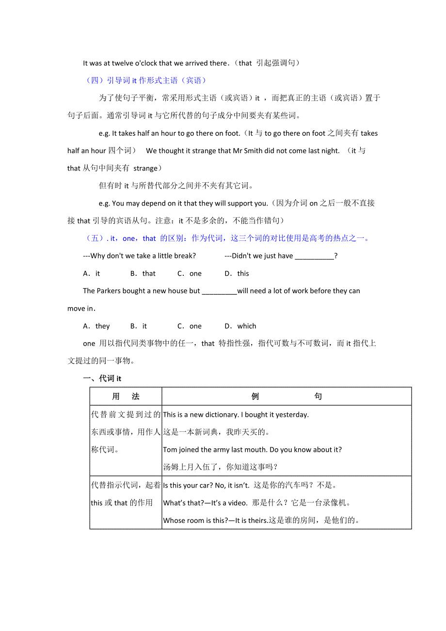 2011年高考英语一轮复习系列（教师版）：专题14IT的用法（教学卷）.doc_第3页