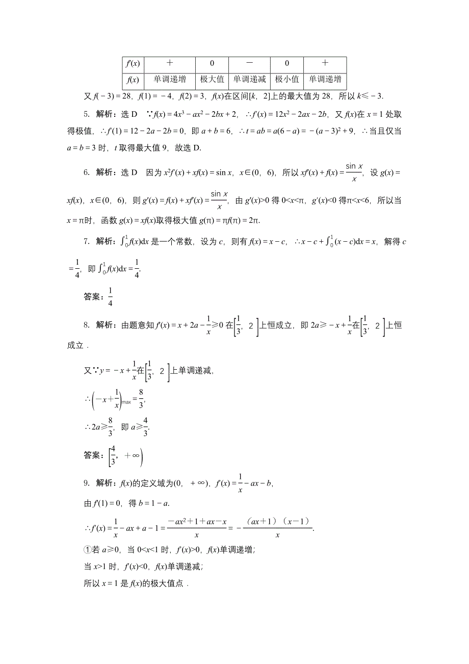 《三维设计》2017届高三数学（理）二轮复习（通用版）第一部分检测 重点保分题专题检测（十） 导数的简单应用 WORD版含答案.doc_第3页