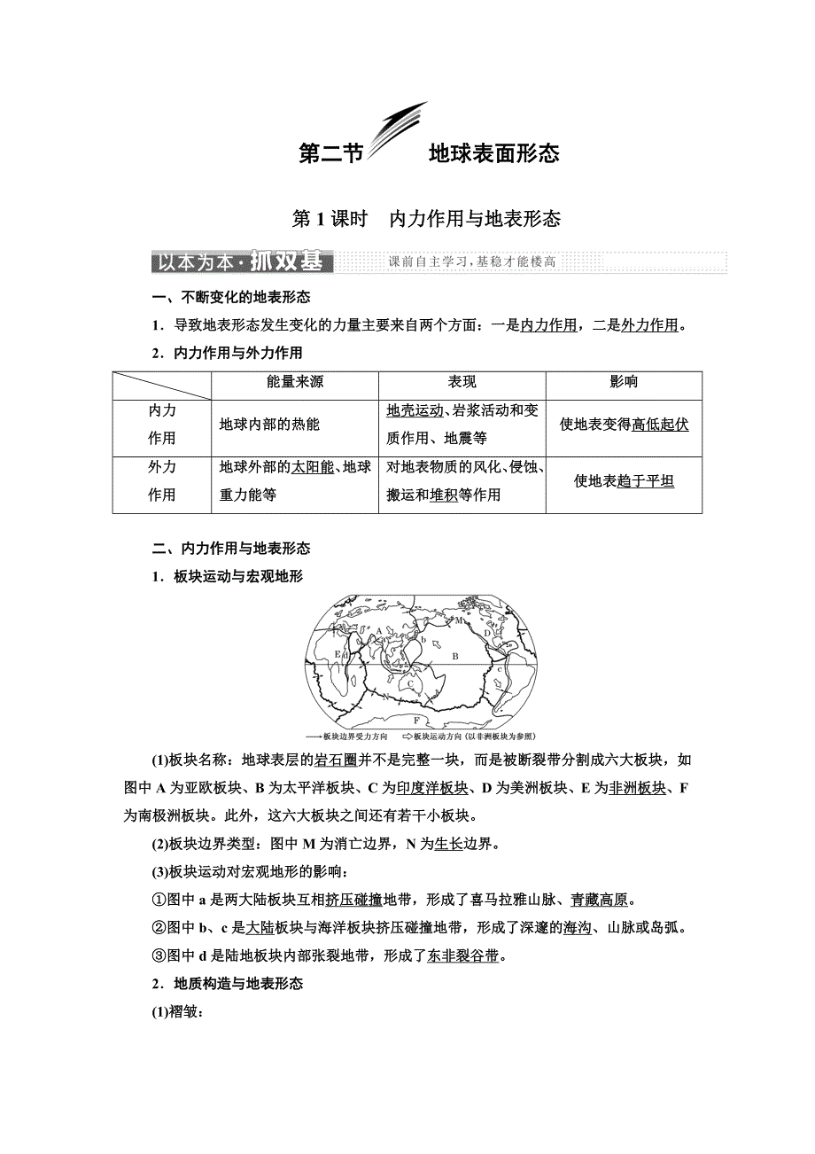 《三维设计》2017-2018学年高中地理湘教版必修1教学案：第二章 第二节 地球表面形态 WORD版含答案.doc_第1页