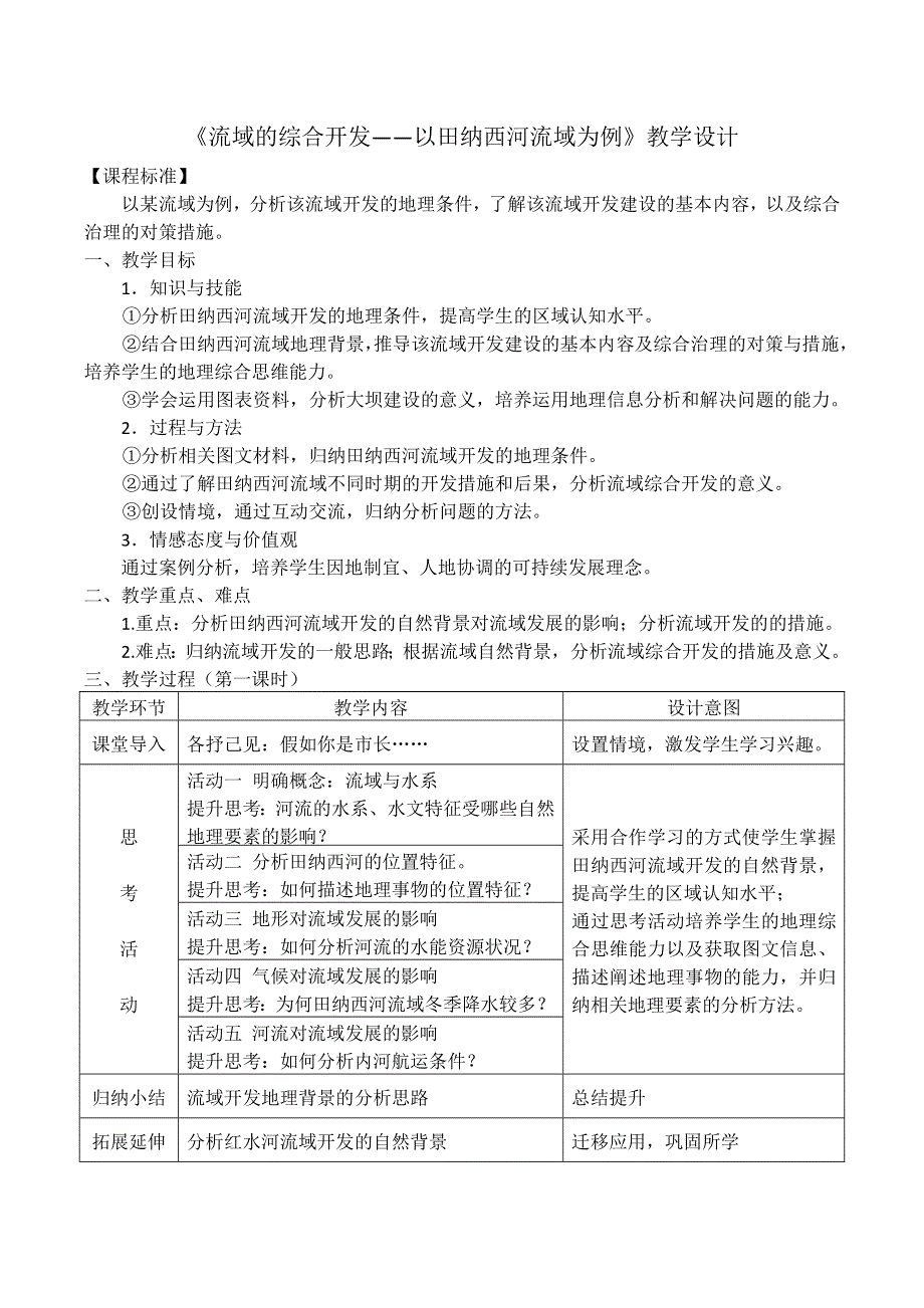 《名校推荐》广东省佛山市第一中学人教版高中地理必修三3-2《流域的综合开发——以美国田纳西河流域为例》 教案.doc_第1页