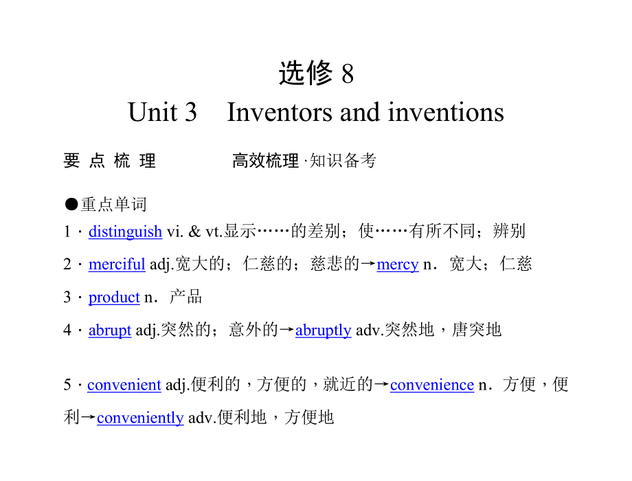 2011年高考英语（人教版）要点梳理+重点突破：选修8 UNIT 3　INVENTORS AND INVENTIONS.doc_第1页