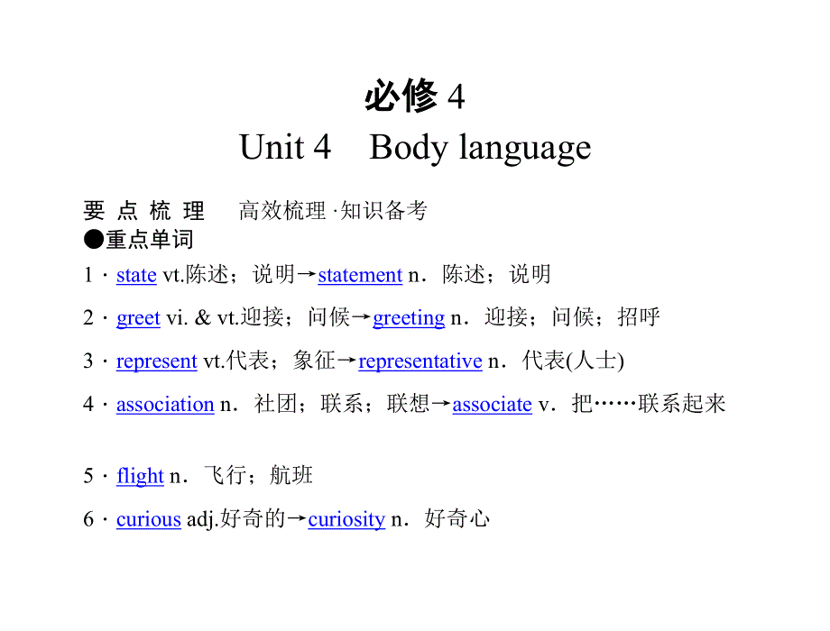 2011年高考英语（人教版）要点梳理 重点突破：必修4 UNIT 4　BODY LANGUAGE.doc_第1页