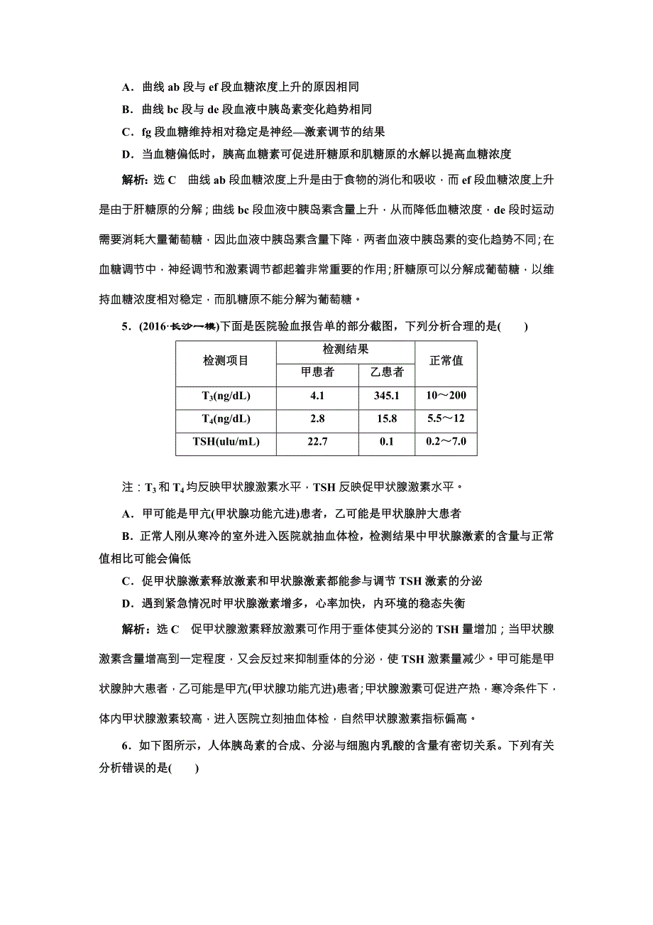 《三维设计》2017届高三生物一轮复习课时跟踪检测（二十八） 通过激素的调节 WORD版含答案.doc_第2页