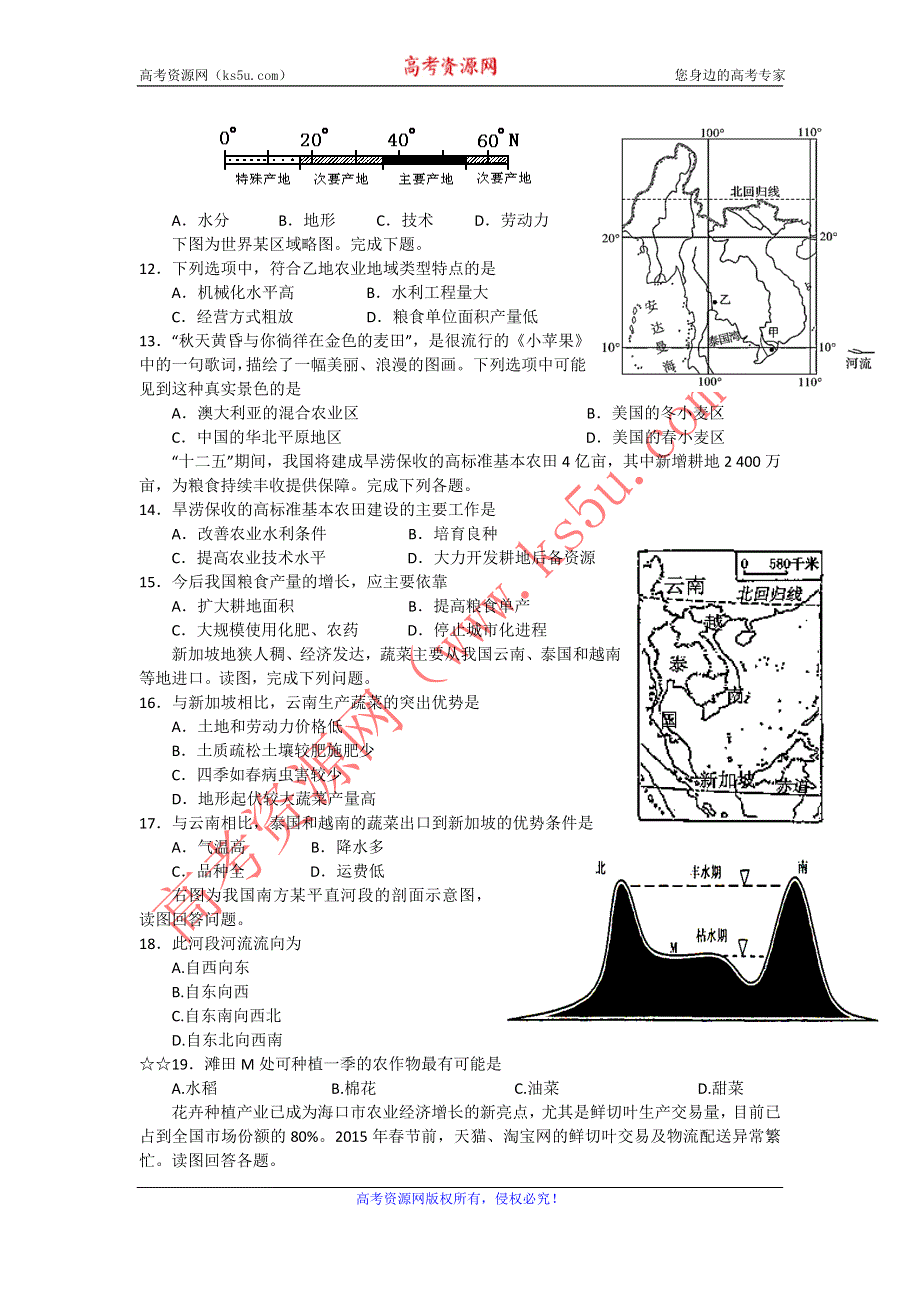 《名校推荐》河北省定州中学2015-2016学年高一地理（湘教版）必修二学案：3.2 农业区位因素与农业地域类型 .doc_第2页