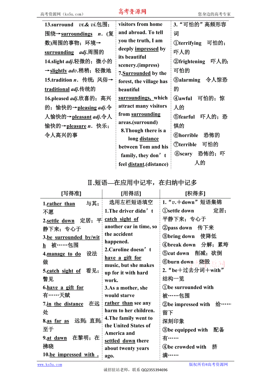 《三维设计》2017届高三英语（人教版新课标）一轮复习导学案必修三 UNIT 5　CANADA — “THE TRUE NORTH ” WORD版含答案.doc_第2页