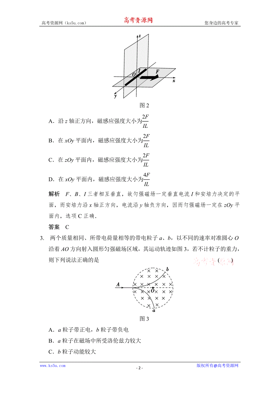 《创新设计》2015届高考物理（江苏专用）二轮精选题组：专练11+磁场的性质及带电粒子在磁场中的运动（含解析）.doc_第2页