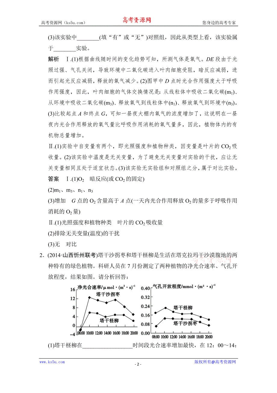 《创新设计》2015届高考生物二轮专题复习体系通关强化练 通关2-高频考点1（突破非选择题） WORD版含解析.doc_第2页