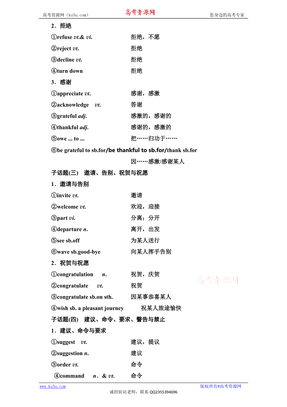 《三维设计》2017届高三英语（人教版新课标）一轮复习话题晨背日积月累增分无形话题十六 社会交往 WORD版含解析.doc_第2页