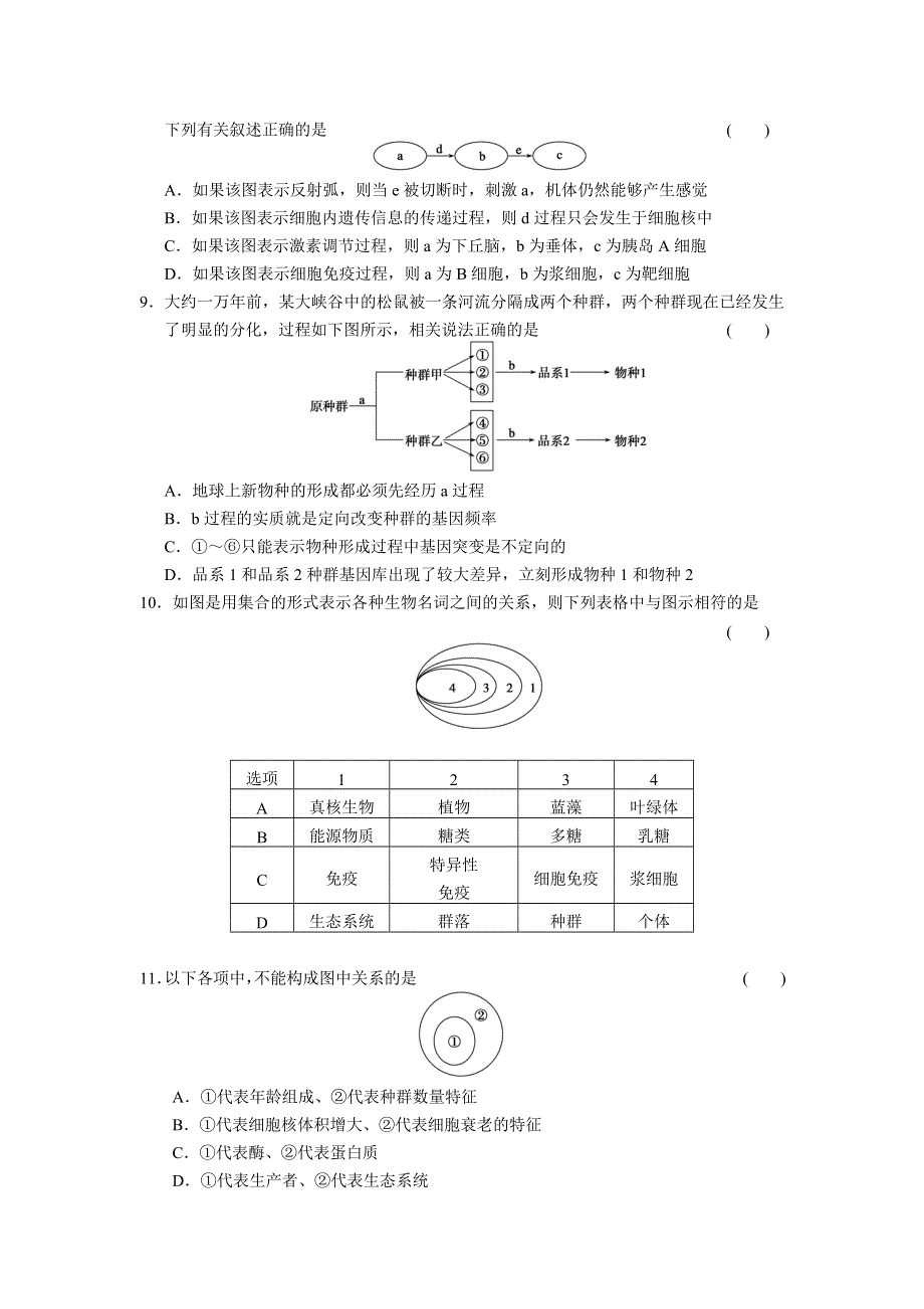 2013届高三生物二轮专题复习卷 专题10 热点题型突破 题型1 概念模型类突破 WORD版含答案.doc_第3页