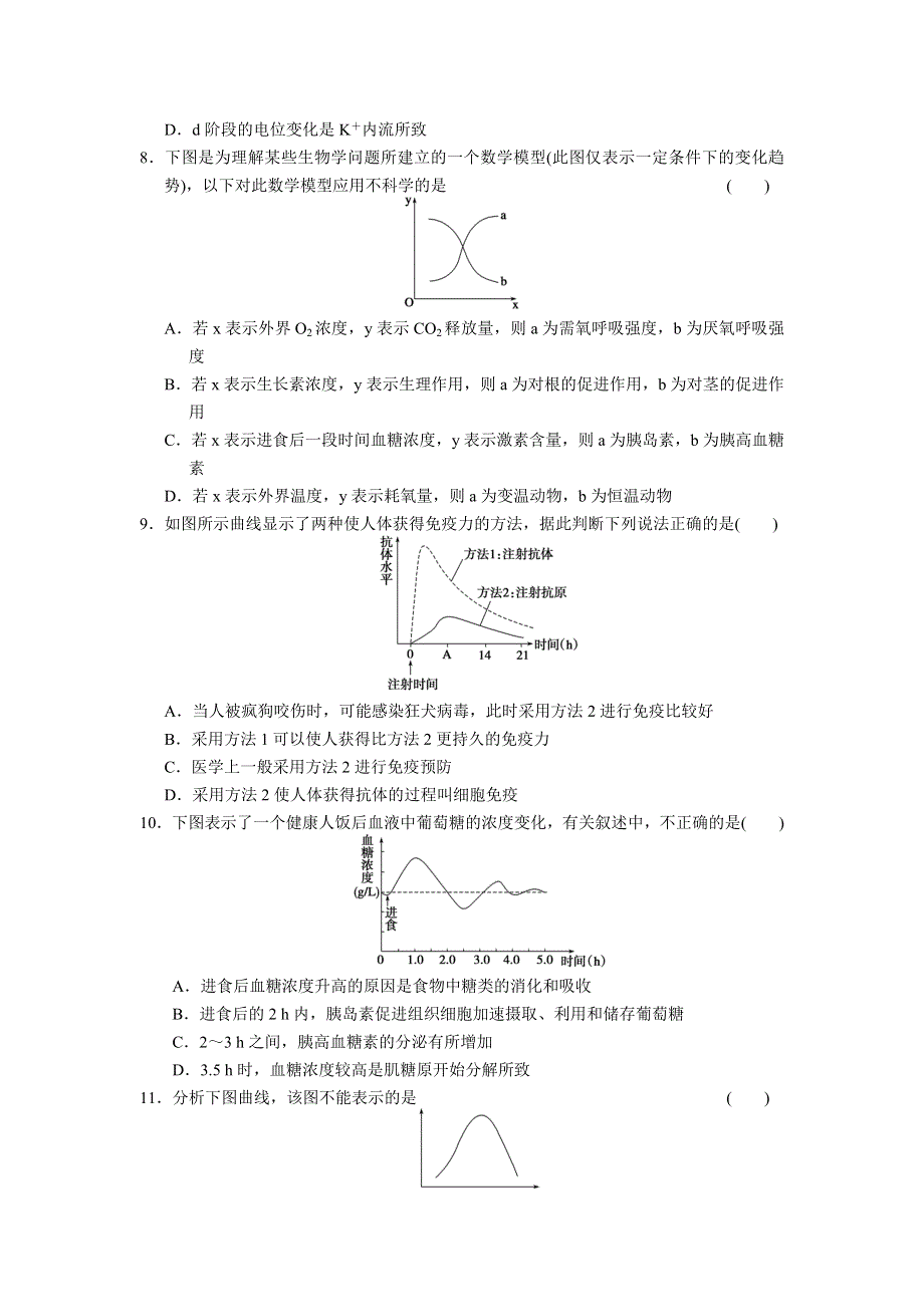 2013届高三生物二轮专题复习卷 专题10 热点题型突破 题型3 坐标曲线类突破 WORD版含答案.doc_第3页