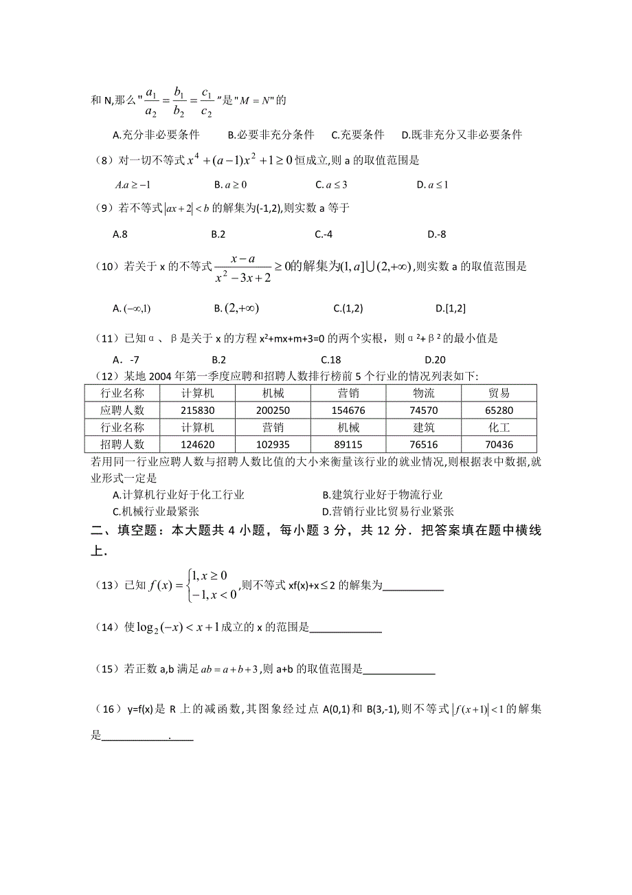 2011年高考数学考前必做训练五 不等式.doc_第2页