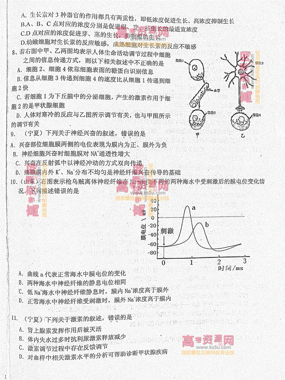 《首发》山东省济南市历城五中2012-2013学年高二上学期期中考试 生物 PDF版.pdf_第2页