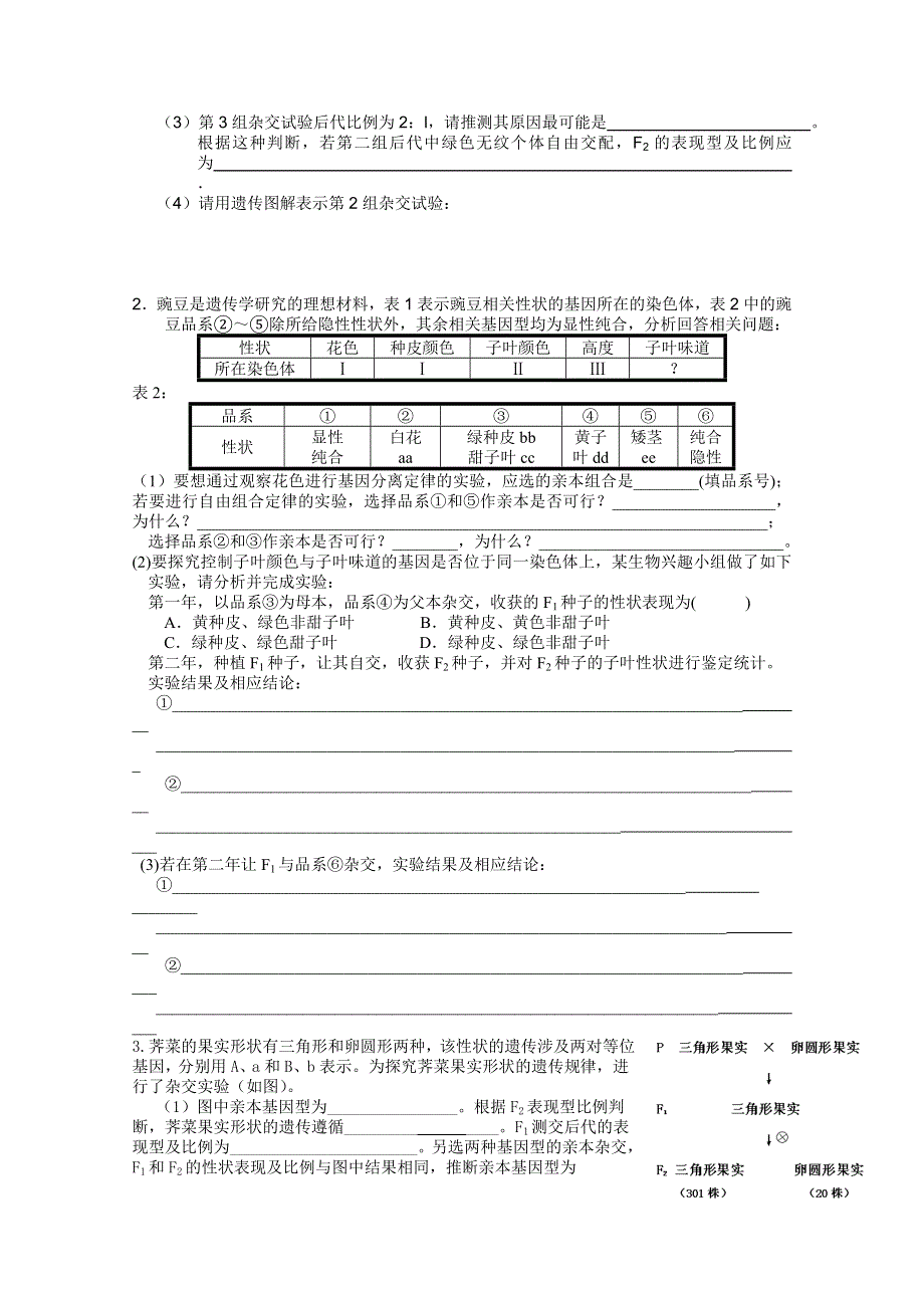 2013届高三生物测试题 遗传基本规律.doc_第3页