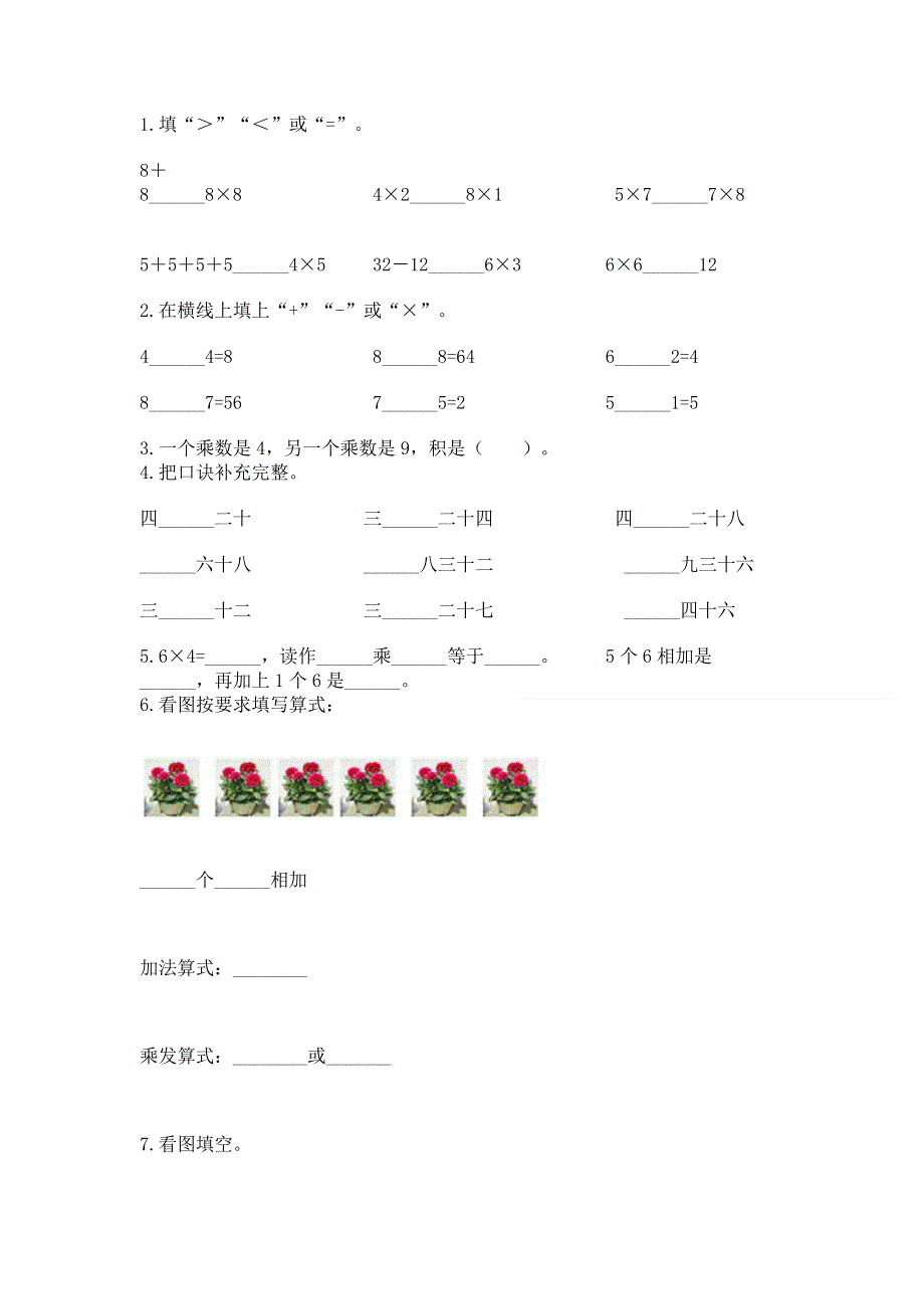 小学数学二年级 表内乘法 练习题（考点梳理）.docx_第2页