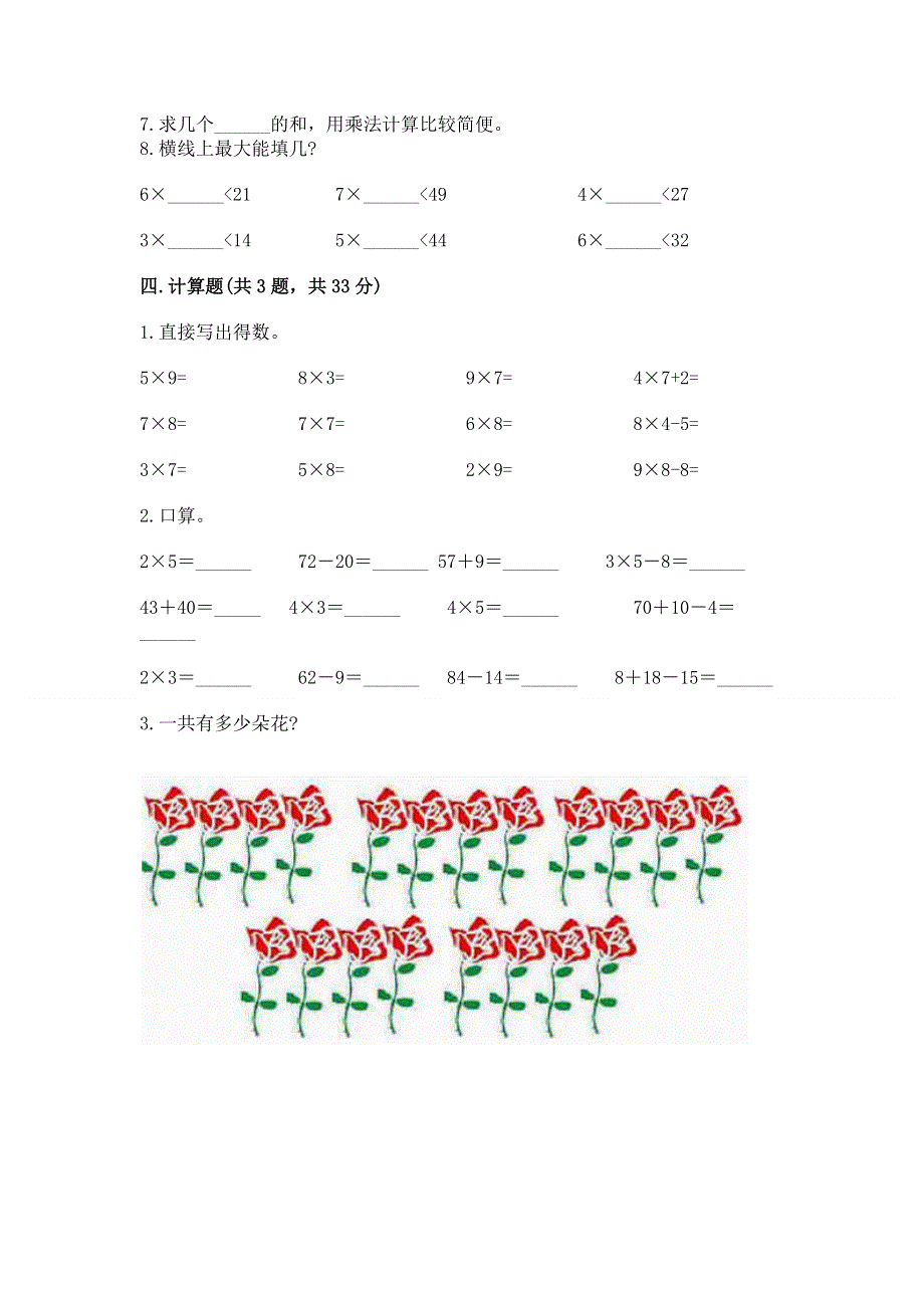 小学数学二年级1--9的乘法练习题（全优）word版.docx_第3页