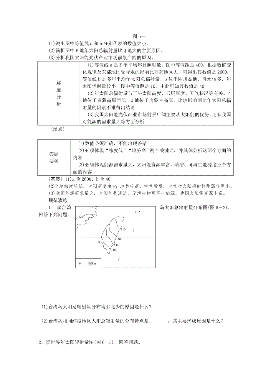 2015全品高考地理特色讲练 类型6 太阳辐射的影响因素分析类 WORD版含答案.doc_第2页