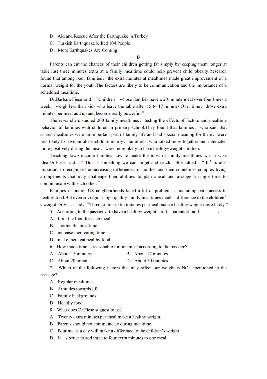 优化方案&高中同步测试卷&人教英语必修1：UNIT 4B卷能力提升检测卷 WORD版含答案.doc_第2页