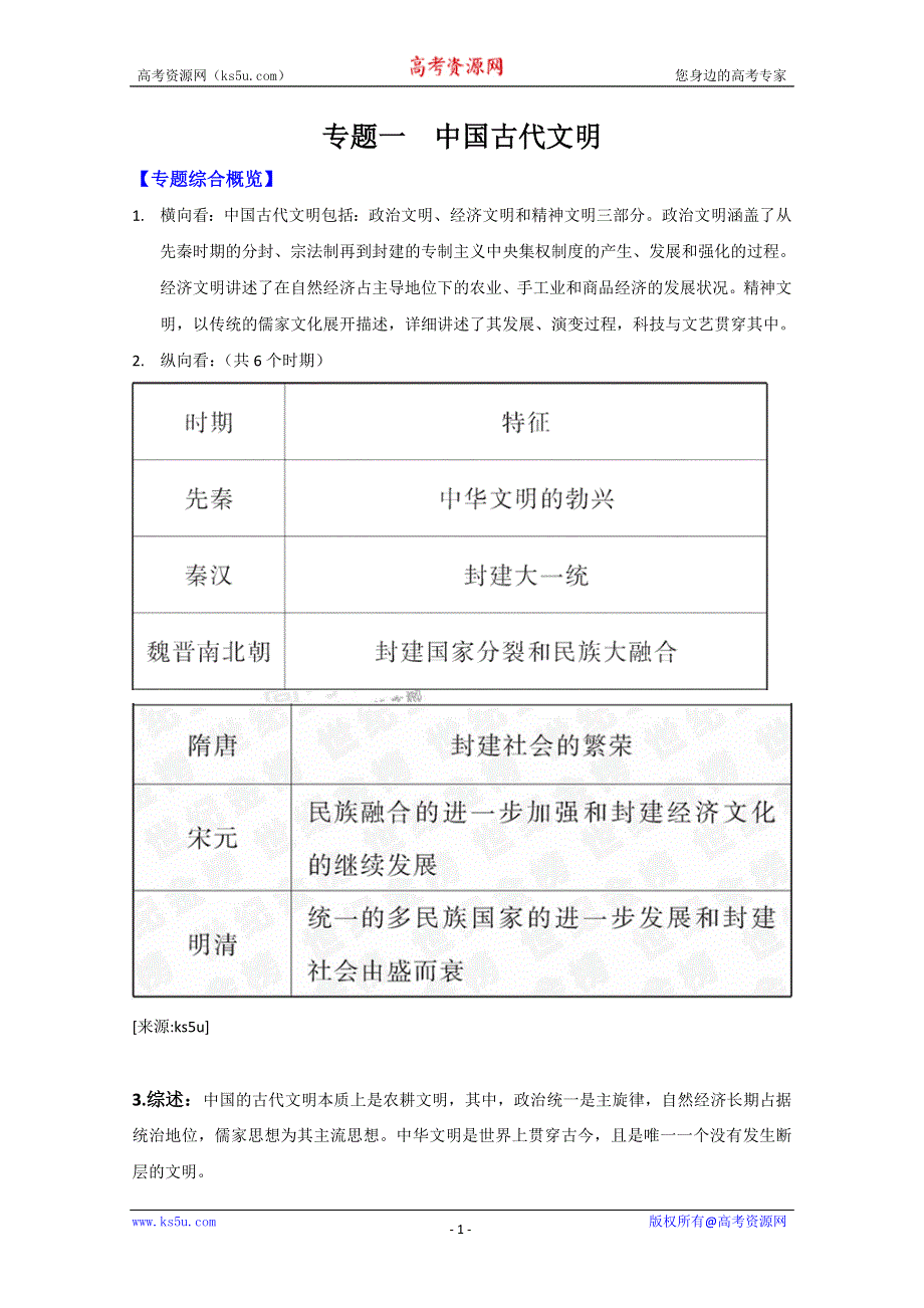 2011最新版高考历史二轮专题复习学案：1.1 中国古代政治文明.doc_第1页