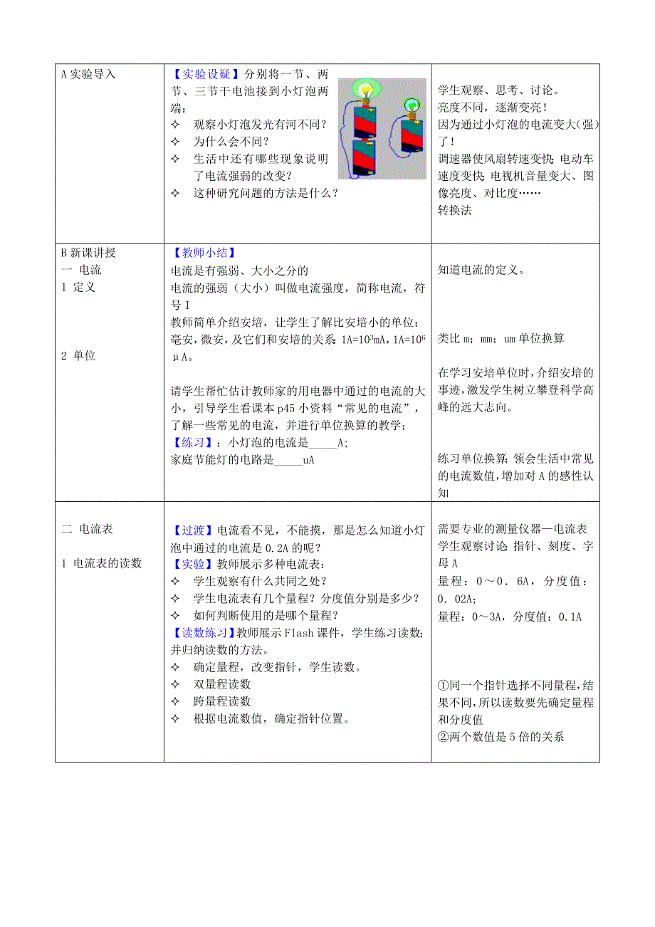 九年级物理全册 第十五章 电流和电路第4节 电流的测量教学设计 （新版）新人教版.doc_第2页