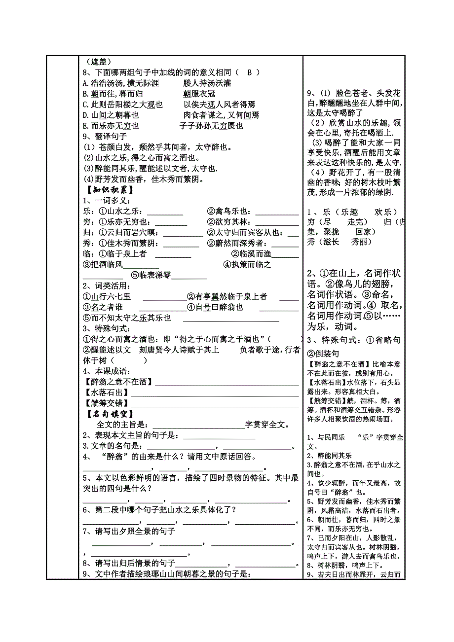 《名校推荐》河北省武邑中学2019届高三语文课内文言文复习：醉翁亭记习题教案 .doc_第2页