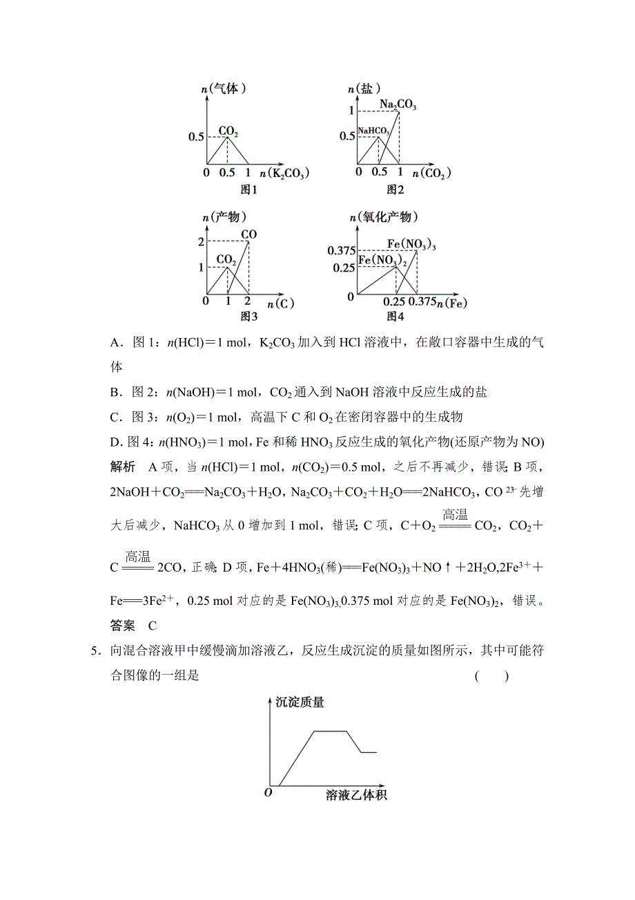 《创新设计》2015高考化学（重庆专用）二轮题型专攻：微题型18 无机反应“图像题”专练 WORD版含解析.doc_第3页