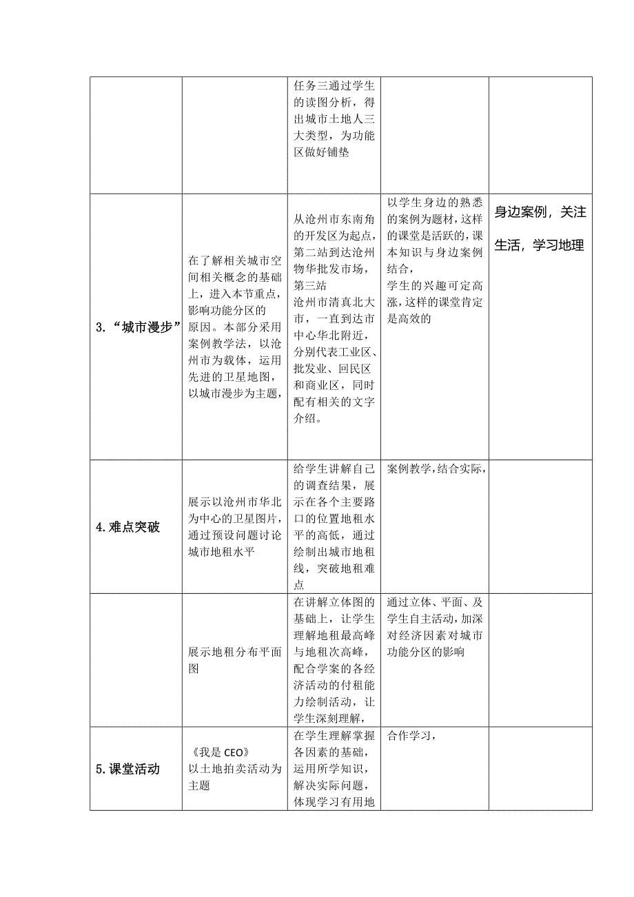 《名校推荐》河北省沧州市第一中学湘教版高中地理必修二2-4城市空间结构——《城市土地利用、功能分区和空间结构》 预设说课案.doc_第3页