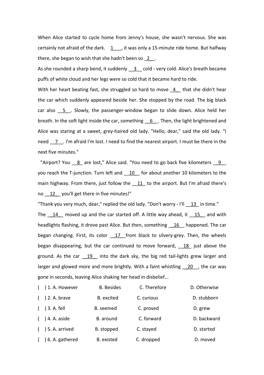 2015山东淄博市高考英语语法填空、阅读类训练（1）《答案》.doc_第2页