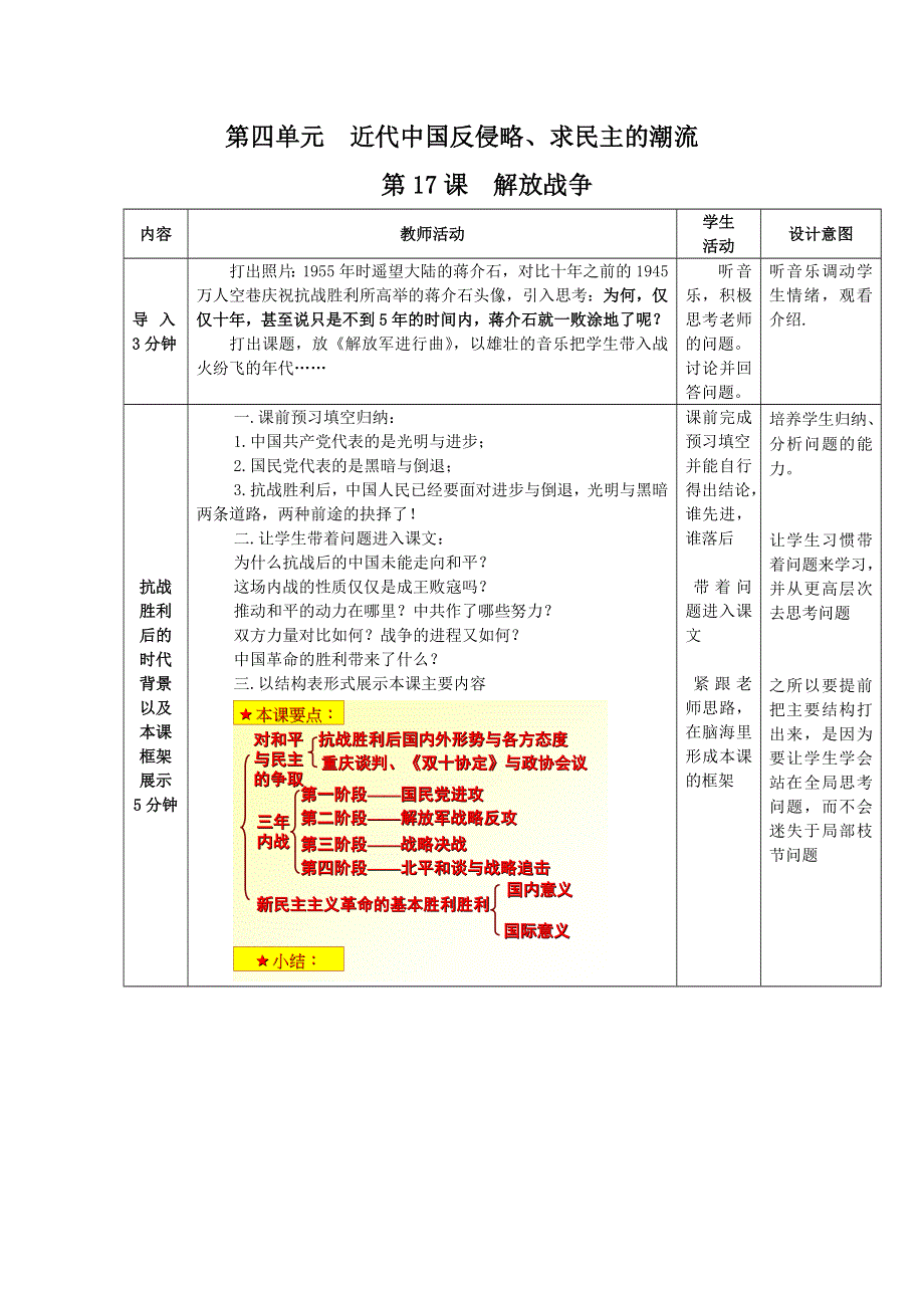 四川省射洪县射洪中学高一历史《第17课 解放战争》教学过程二.doc_第1页