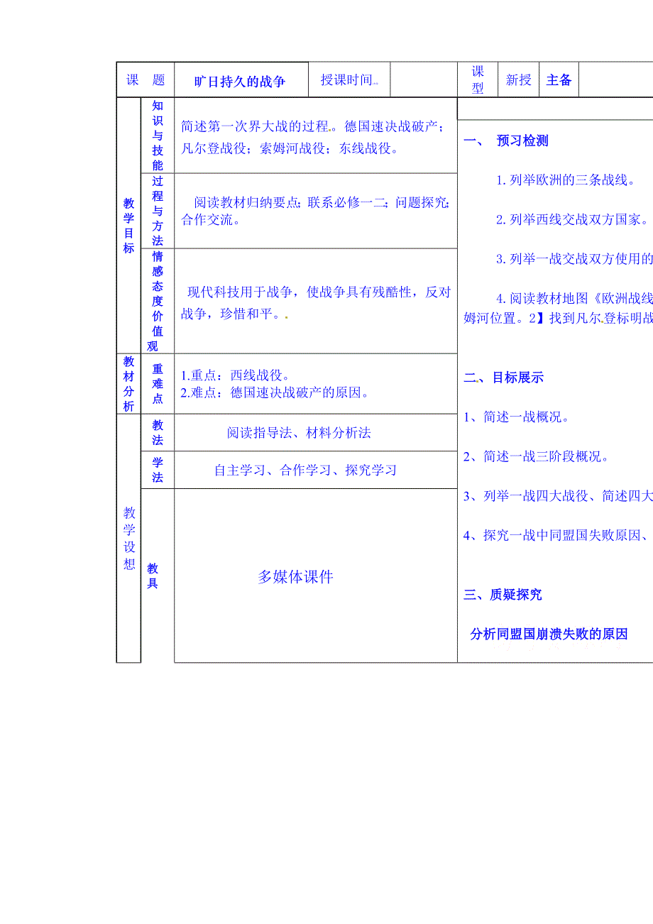 2015年人教版高中历史选修三教案 第1单元 第2课 旷日持久的战争.doc_第1页