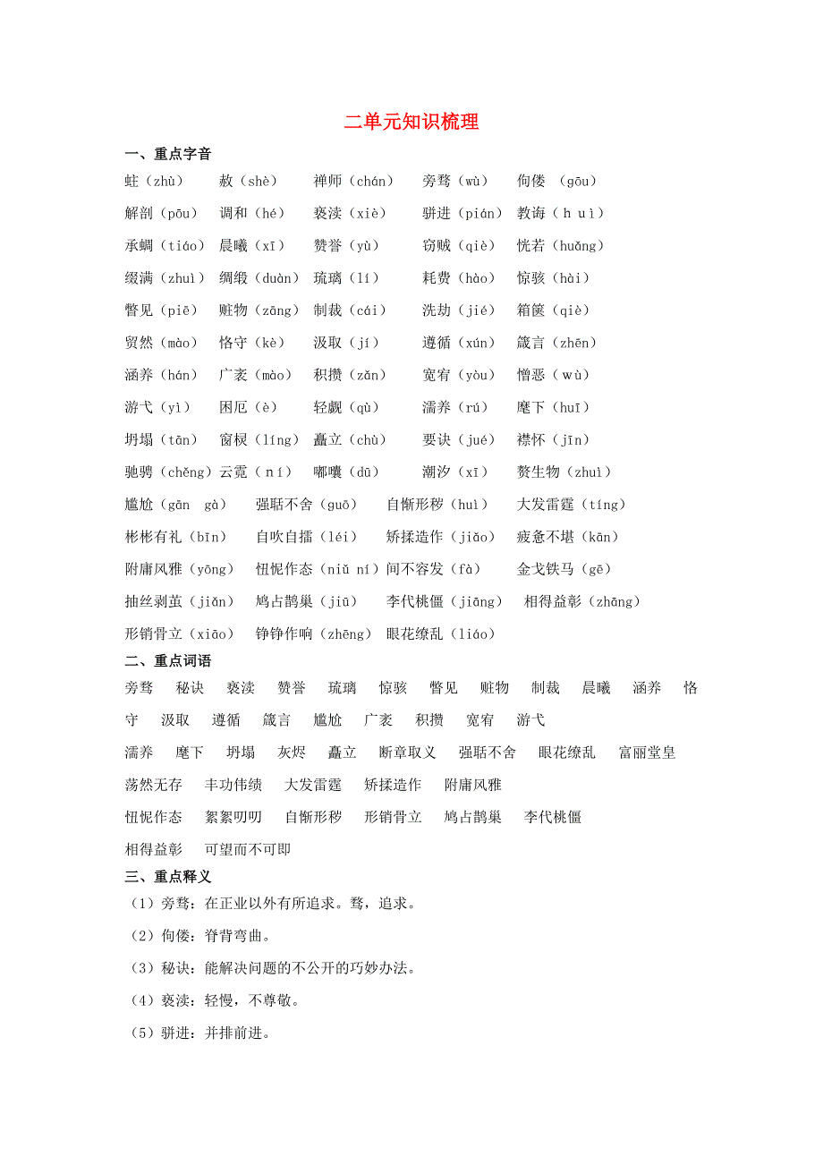 九年级语文上册 第二单元 展现思想风采知识梳理素材 新人教版.doc_第1页