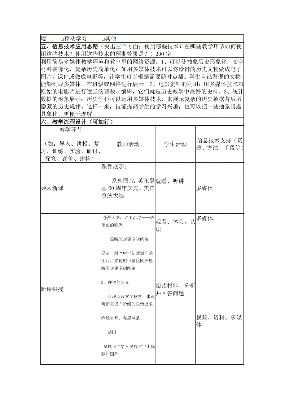 2015年山东教师全员远程研修优秀作业 高中历史岳麓版必修一教案 第10课 欧洲大陆的政体改革1.doc_第2页