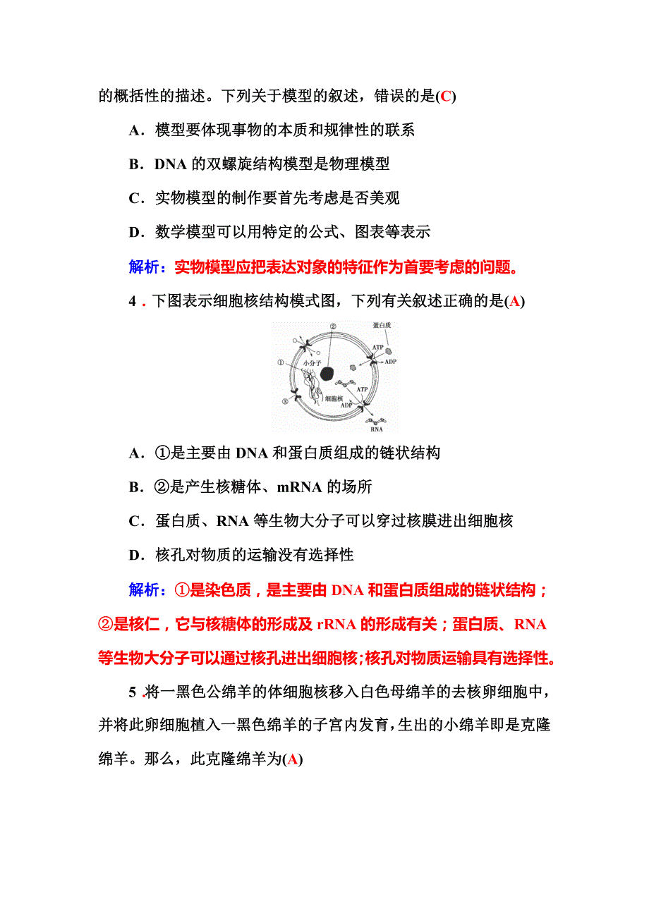 《金版学案》2015-2016学年高一人教版生物必修一习题：3.3《细胞核——系统的控制中心》 .doc_第2页