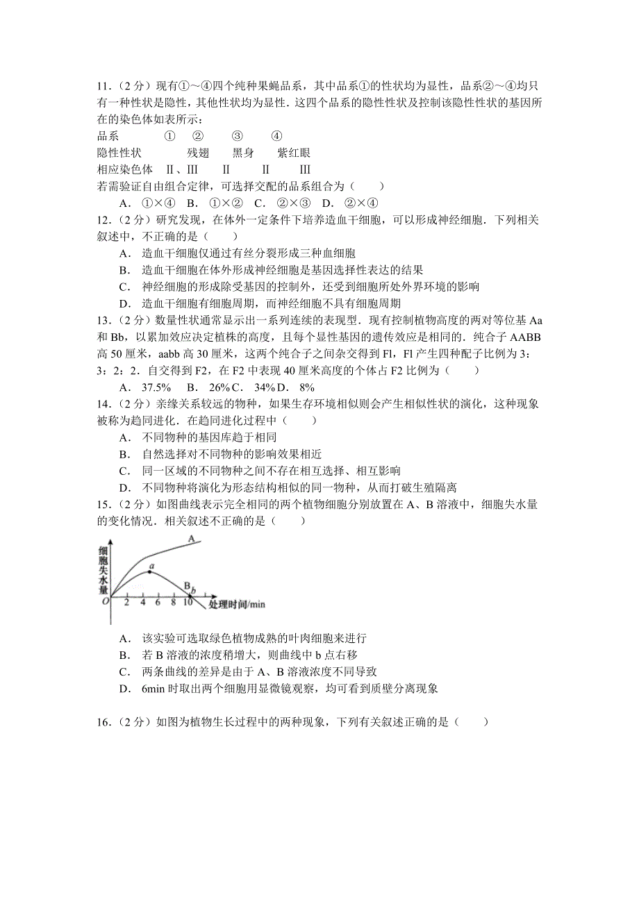 2015上海市高考压轴卷 生物 WORD版含解析.doc_第2页