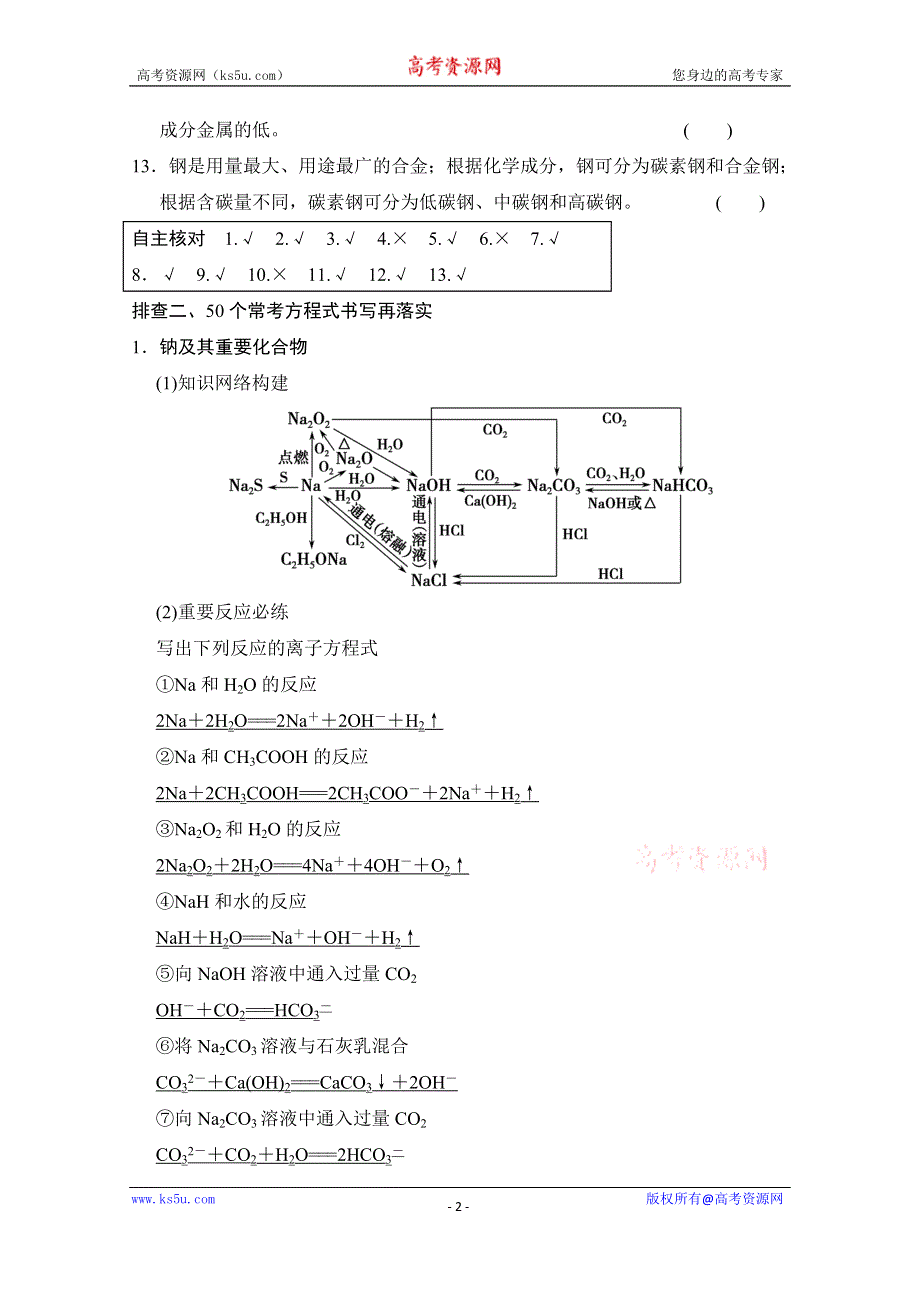 《创新设计》2015高考化学总复习（江西版）作业本：章末回顾排查专练（3）第3章 金属及其化合物.doc_第2页