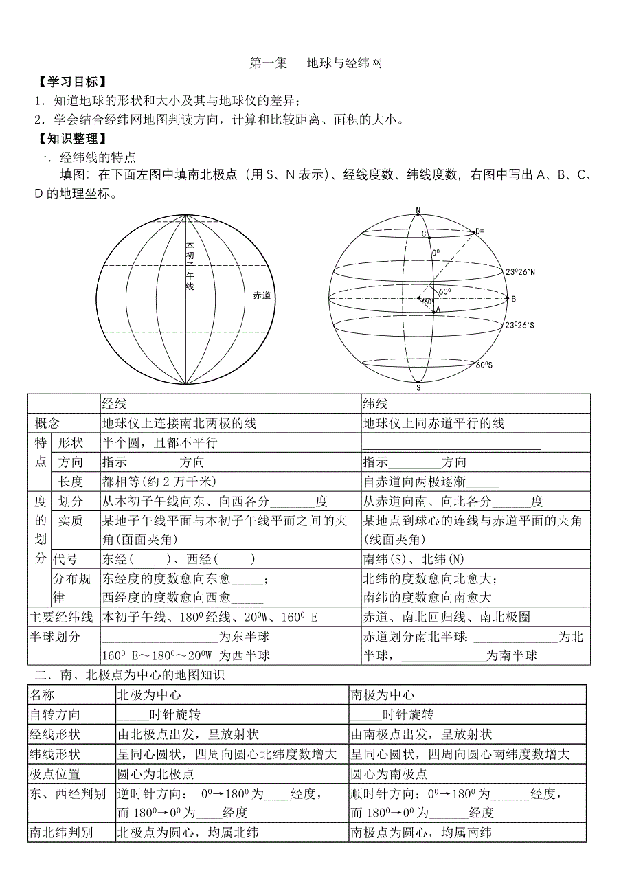 2011高一地理学案：第一章《地球及其运动》学案集（湘教版必修1）.doc_第2页