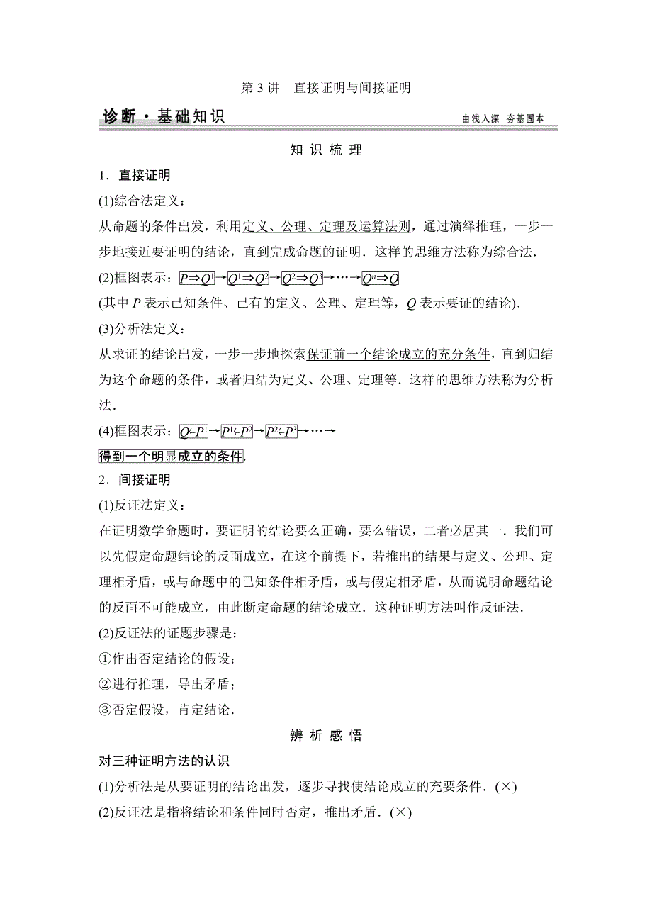 《创新设计》2015高考数学（苏教文）一轮配套文档：第12篇 第3讲　直接证明与间接证明.doc_第1页