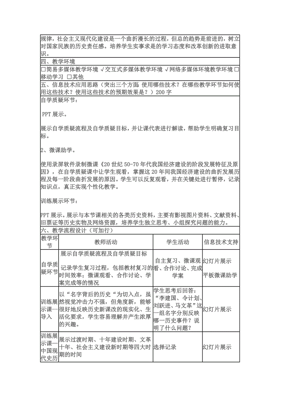 2015年山东教师全员远程研修优秀作业 高中历史岳麓版必修二教案 第18课 中国社会主义经济建设的曲折发展18.doc_第2页