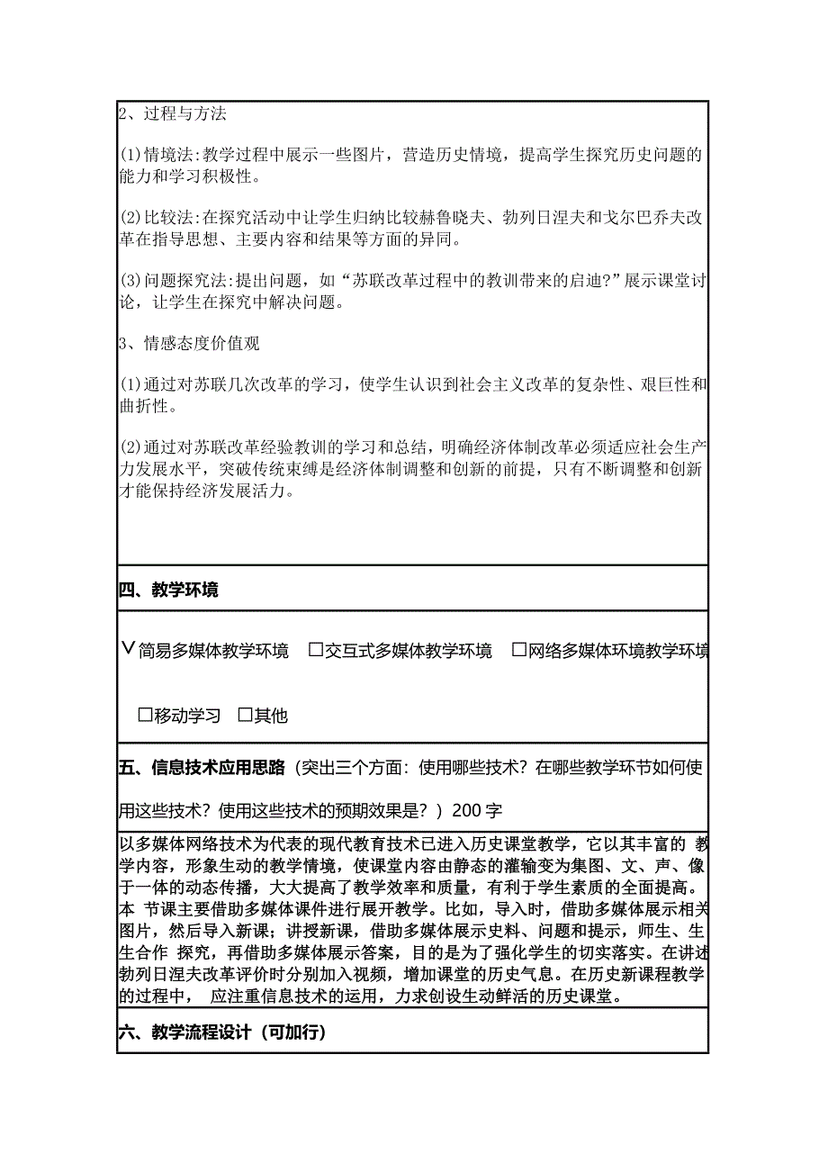 2015年山东教师全员远程研修优秀作业 高中历史岳麓版必修二教案 第17课 苏联的经济改革2.doc_第2页