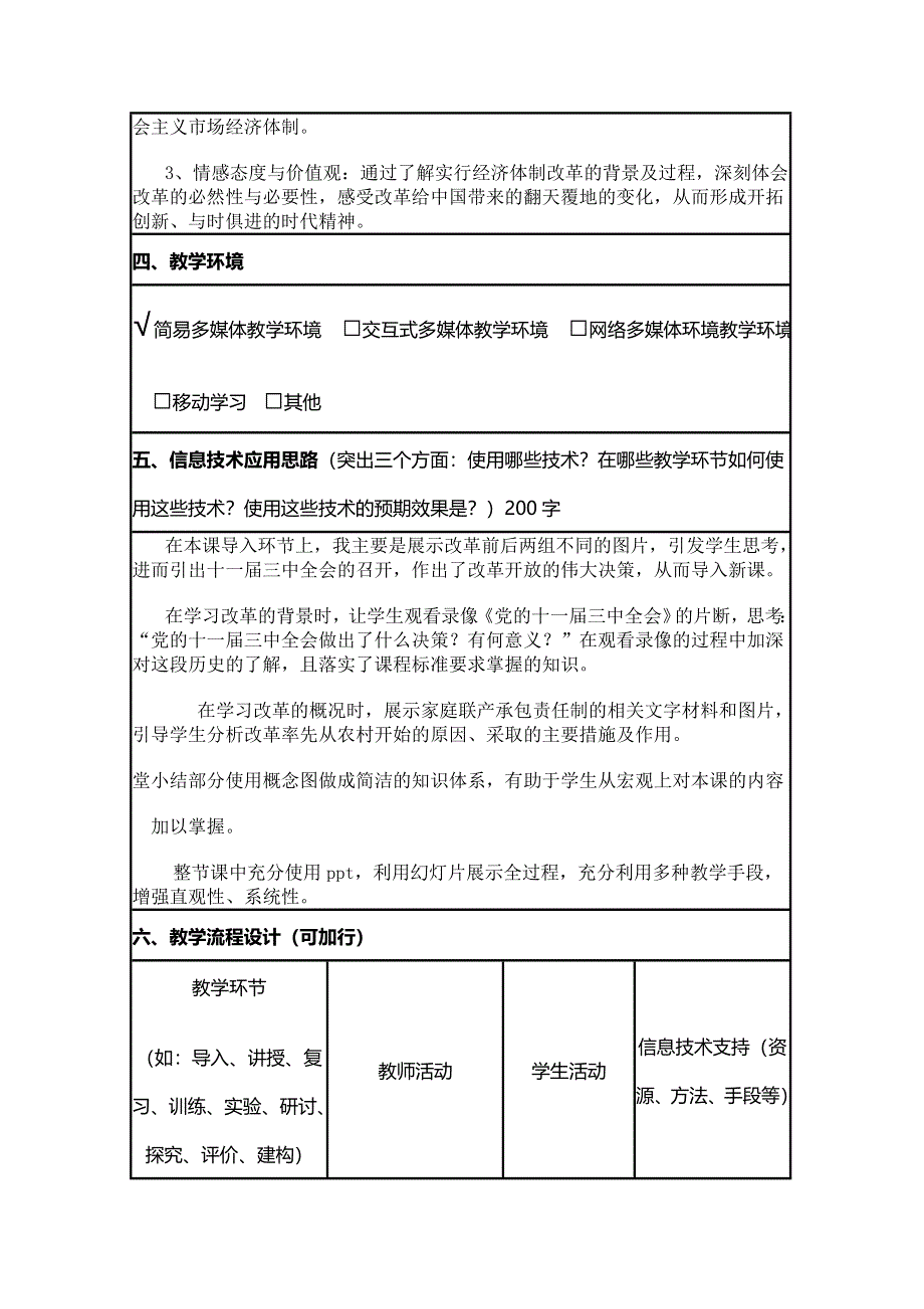 2015年山东教师全员远程研修优秀作业 高中历史岳麓版必修二教案 第19课 经济体制改革11.doc_第2页